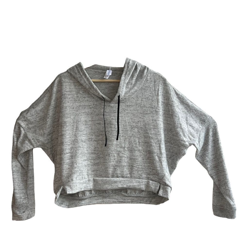 New Over The Limit Apparel Heather Gray Cropped Hooded Lightweight Sweatshirt - Picture 5 of 10